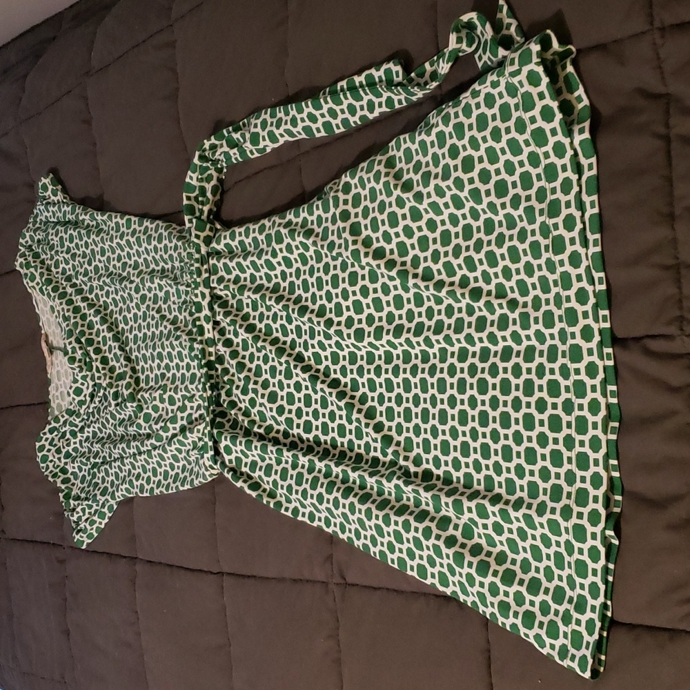 Banana Republic dress, green and white,  size M.